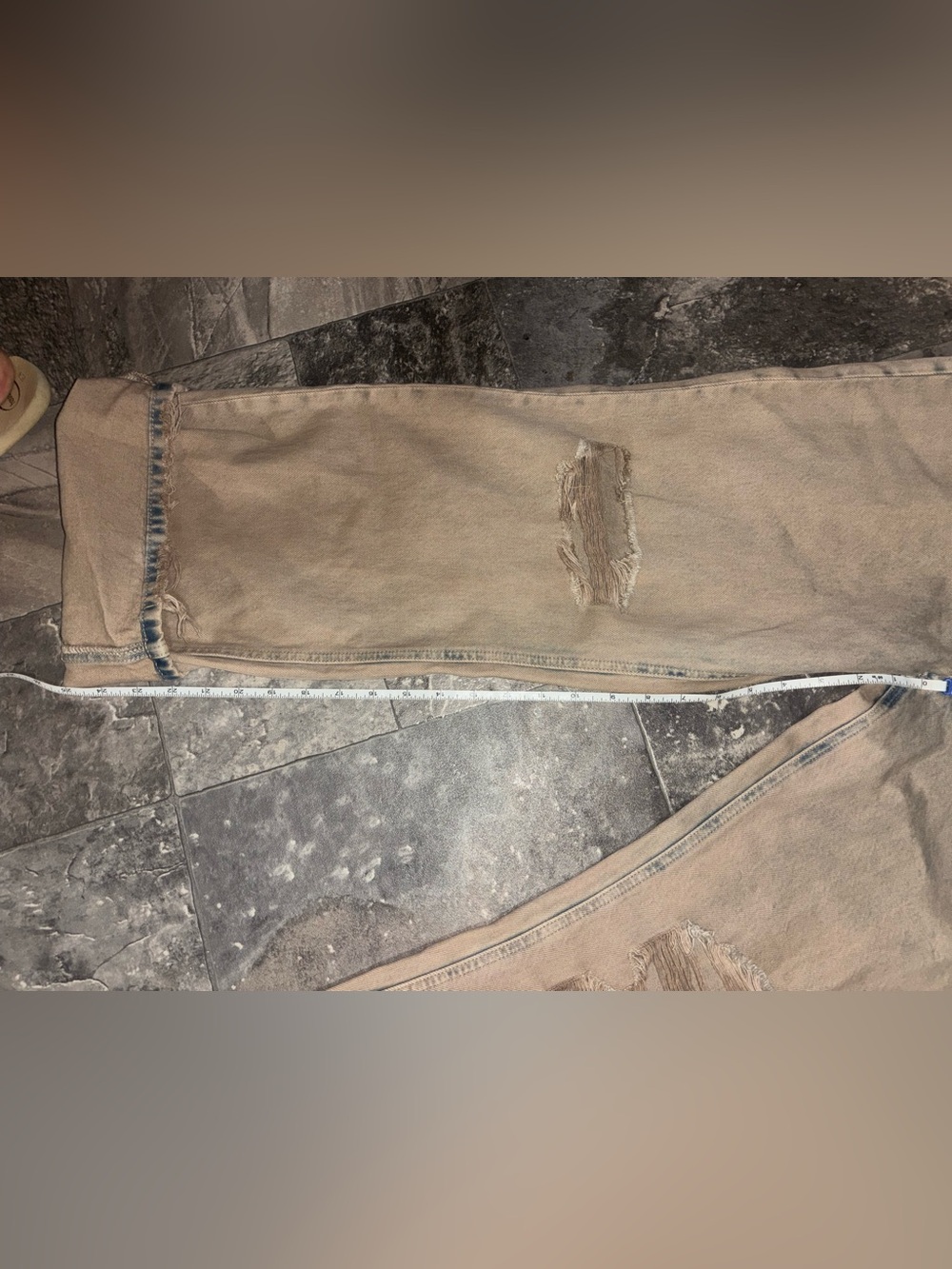 Relaxed Beige Distressed Women's Jeans - Casual Fit - Picture 5 of 5